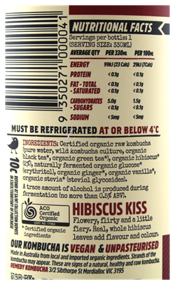 Picture of REMEDY HIBISCUS KISS KOMBUCHA 330ML