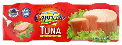 Picture of CAPRICCIO CANNED TUNA IN OLIVE OIL 3X80G PACKS