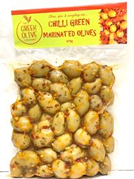 Picture of TGO MARINATED CHILLI GREEN OLIVES 375G